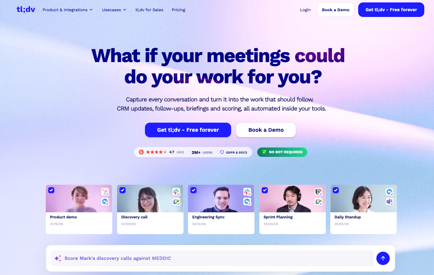 tl;dv homepage
