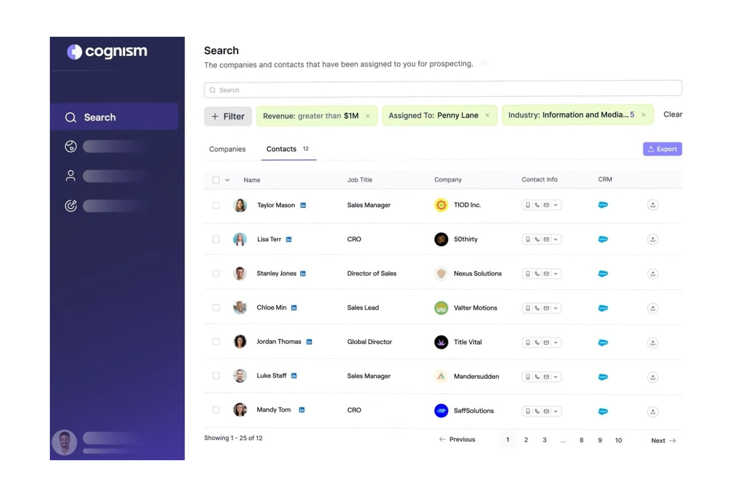 Cognism intelligence platform interface