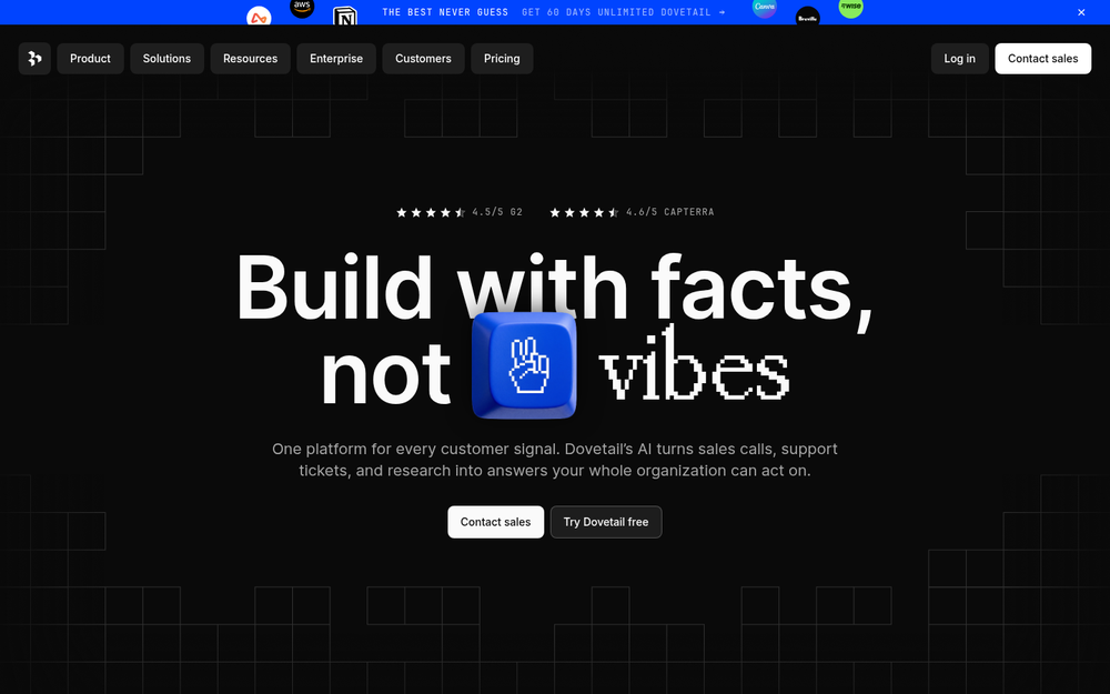 Dovetail: a customer intelligence platform built around user research interviews.