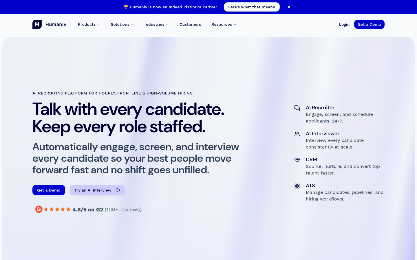 Humanly homepage