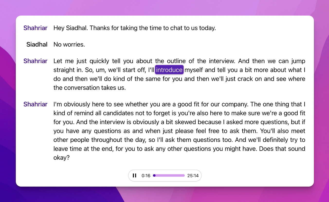 Syncing a Transcript with Audio in React