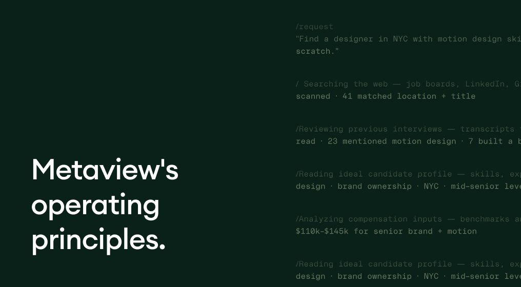 Metaview's operating principles.