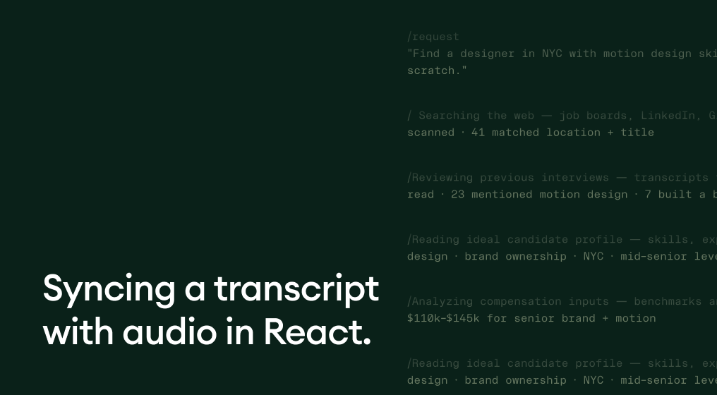 Syncing a transcript with audio in React.