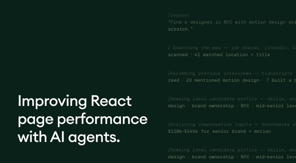 Improving React page performance with AI agents.
