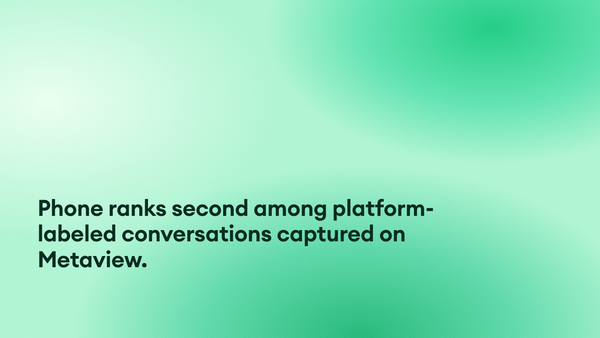 Phone ranks ahead of Zoom in platform-labeled conversations captured on Metaview.