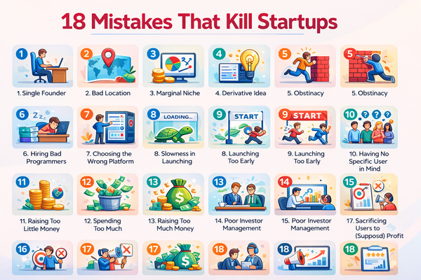 💀The 18 Mistakes That Kill Startups
