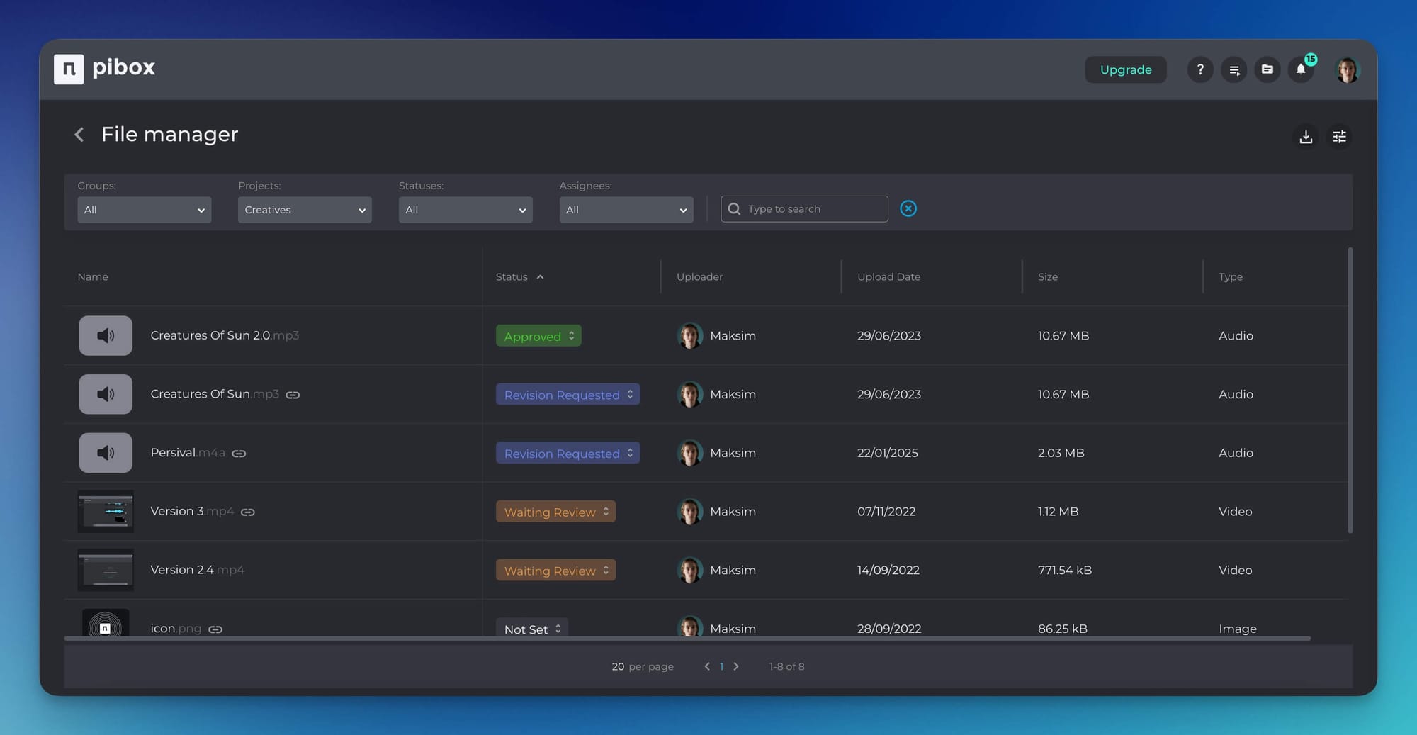 The Pibox File manager feature