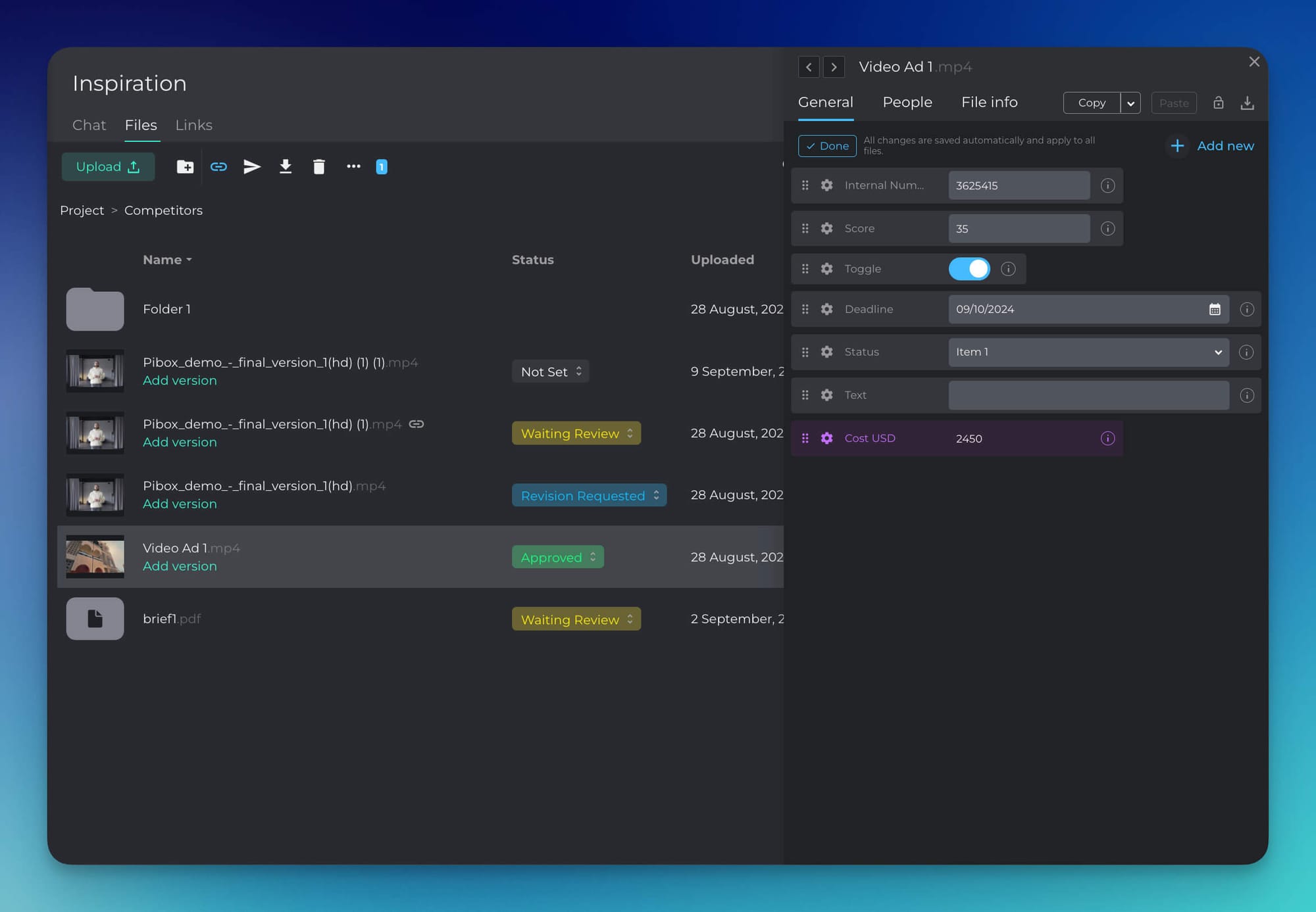 Customizable metadata builder