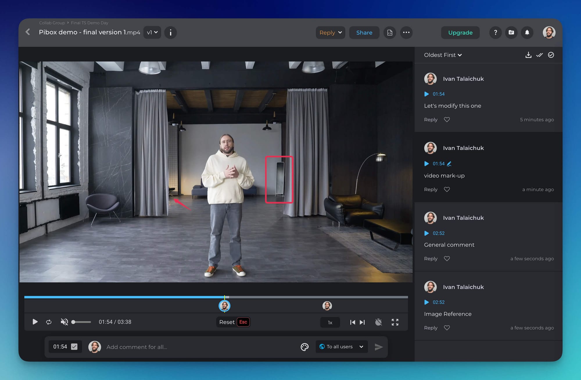 Collaborative video review with Pibox