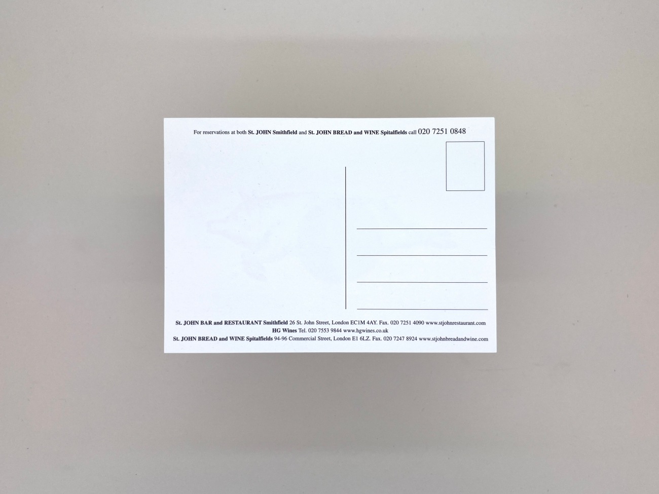 The back of a post card