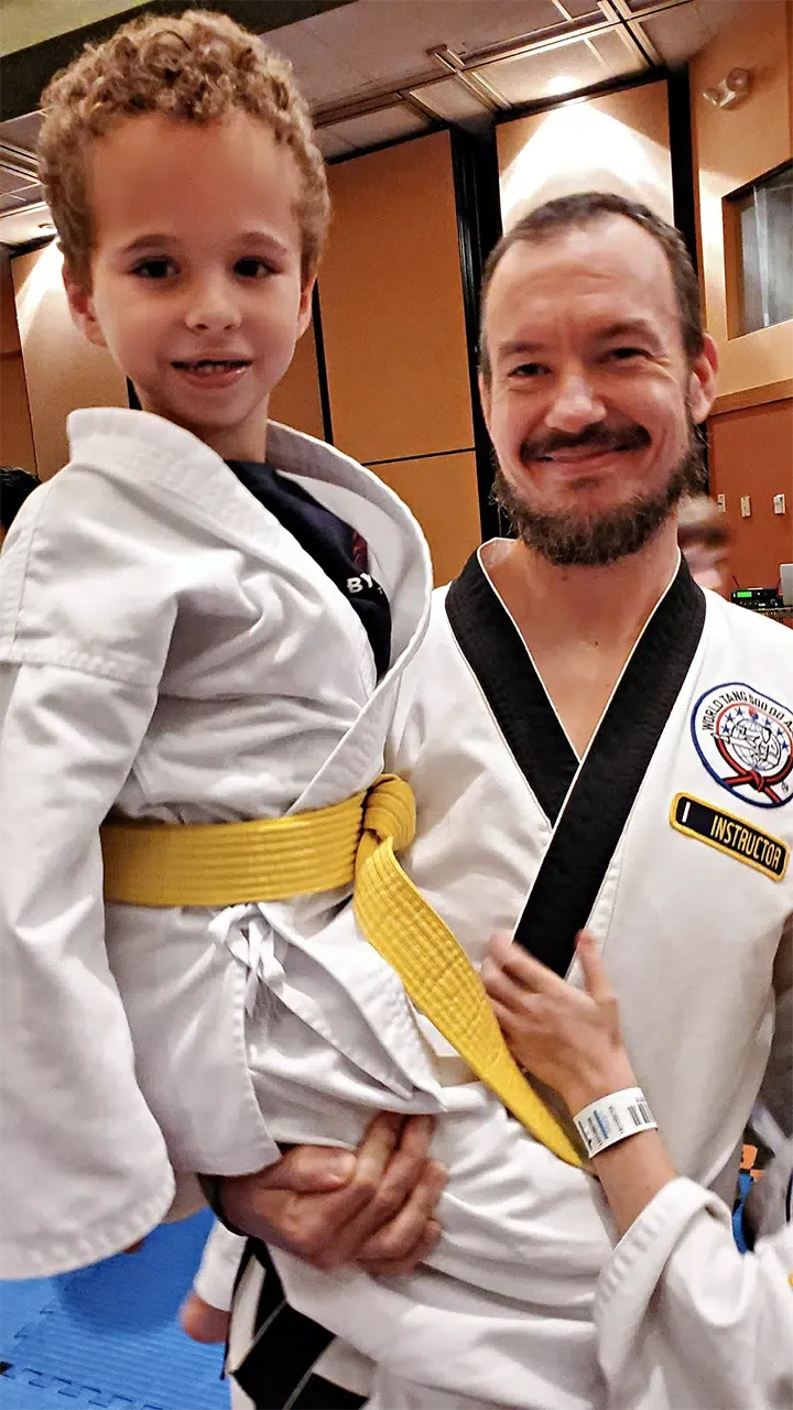 Martial artists posing for a photo