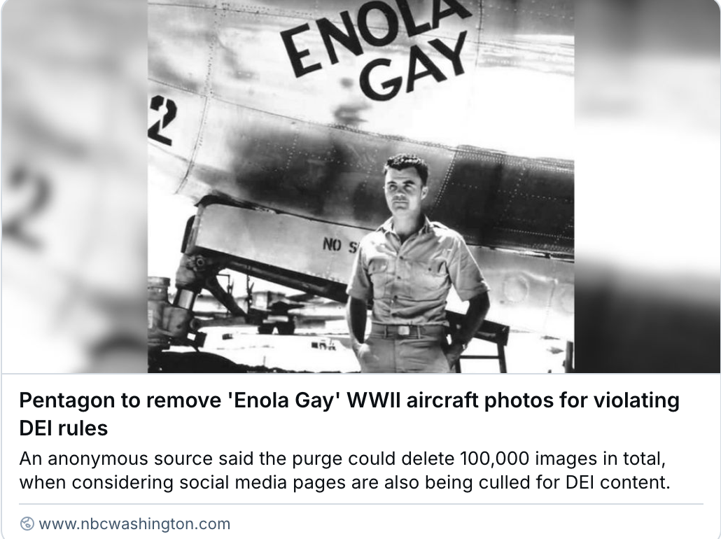 The Enola Gay aircraft, which was named after Enola Gay Tibbets, mother of the pilot.