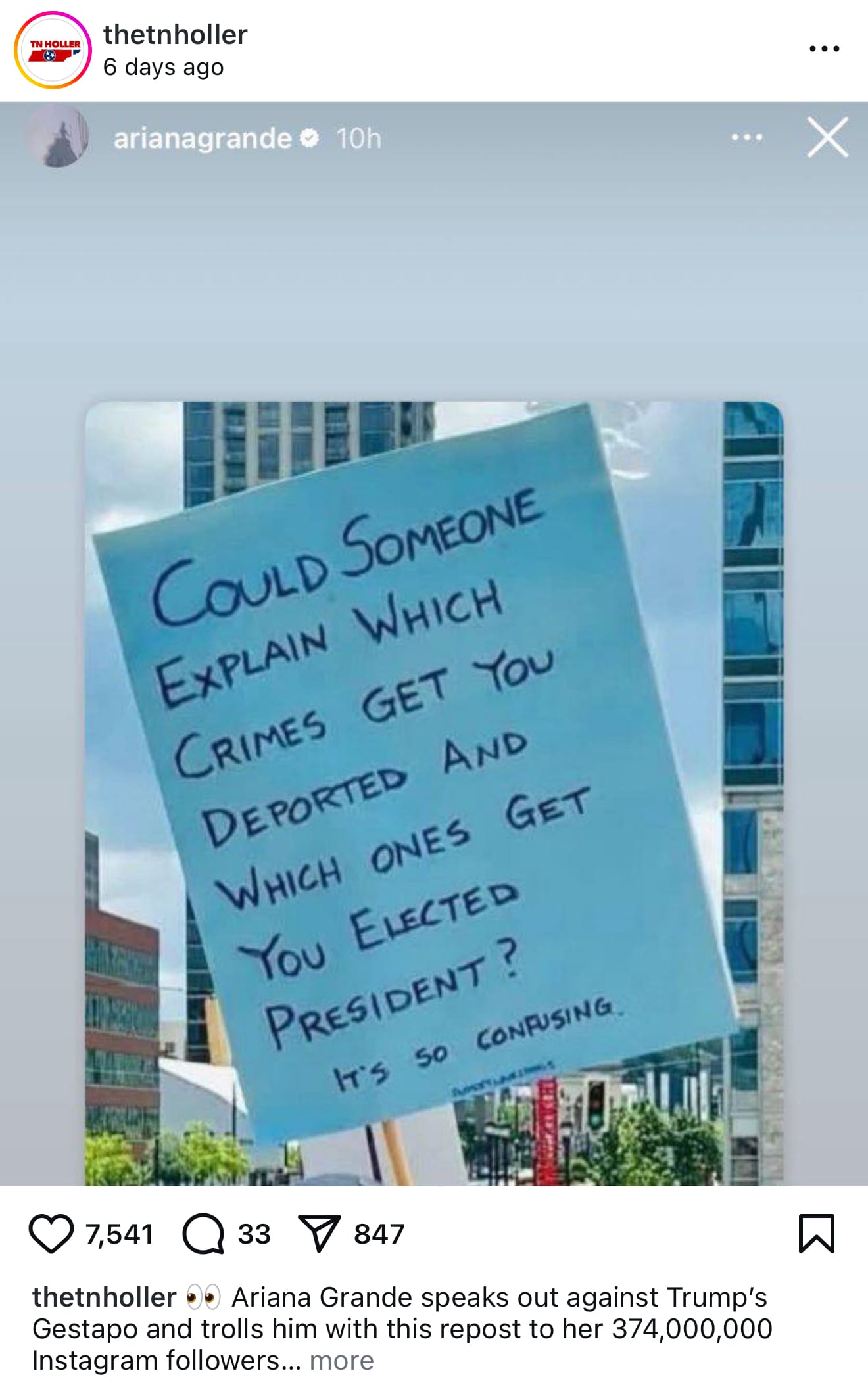 Ariana Grande is among those asking, "Who are the real criminals here?"