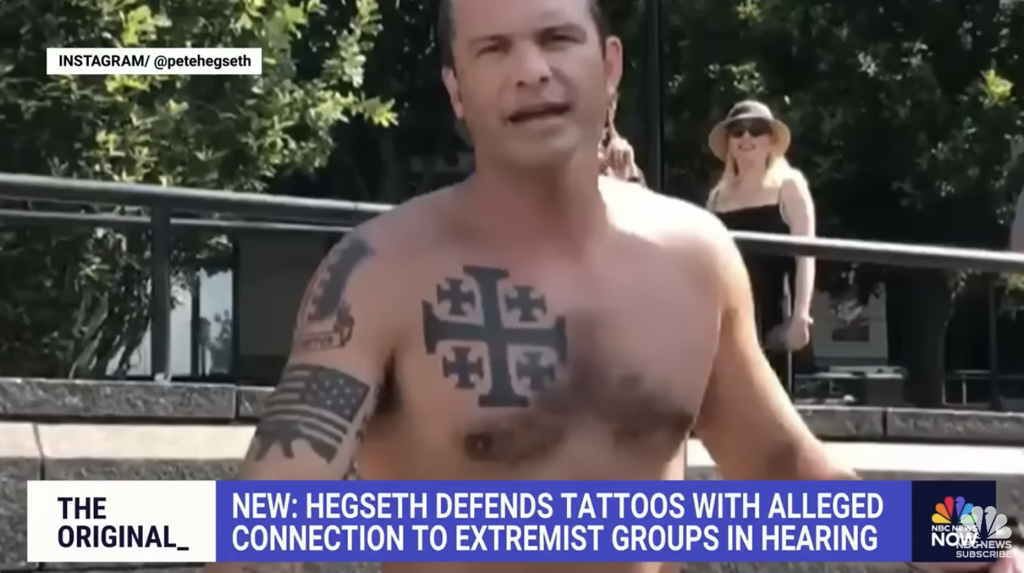 Pete Hegseth's extremist tattoos saw him designated as an "insider threat" in 2021