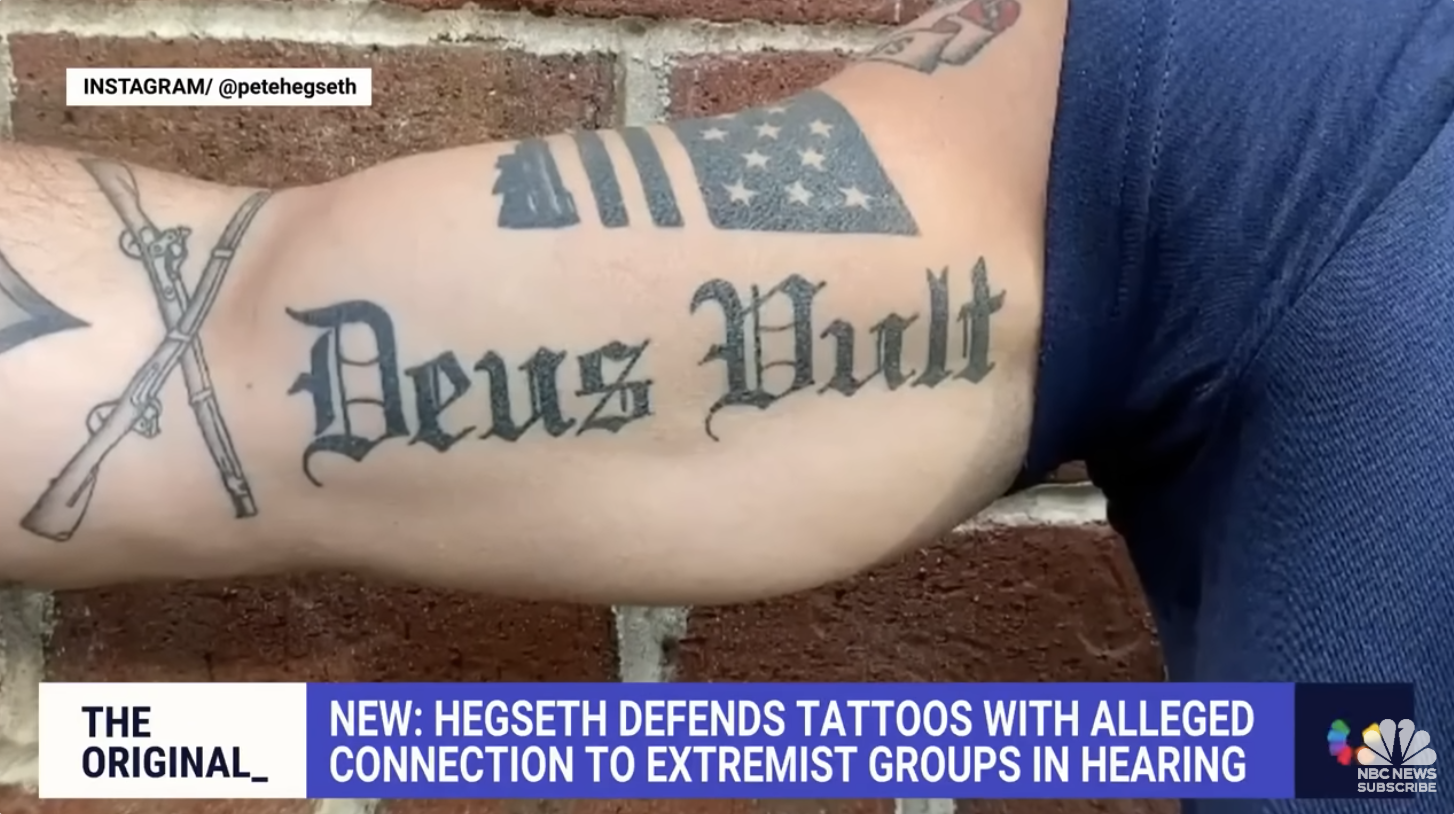Hegseth's tattoos have been linked to "far-right and white supremacist groups."