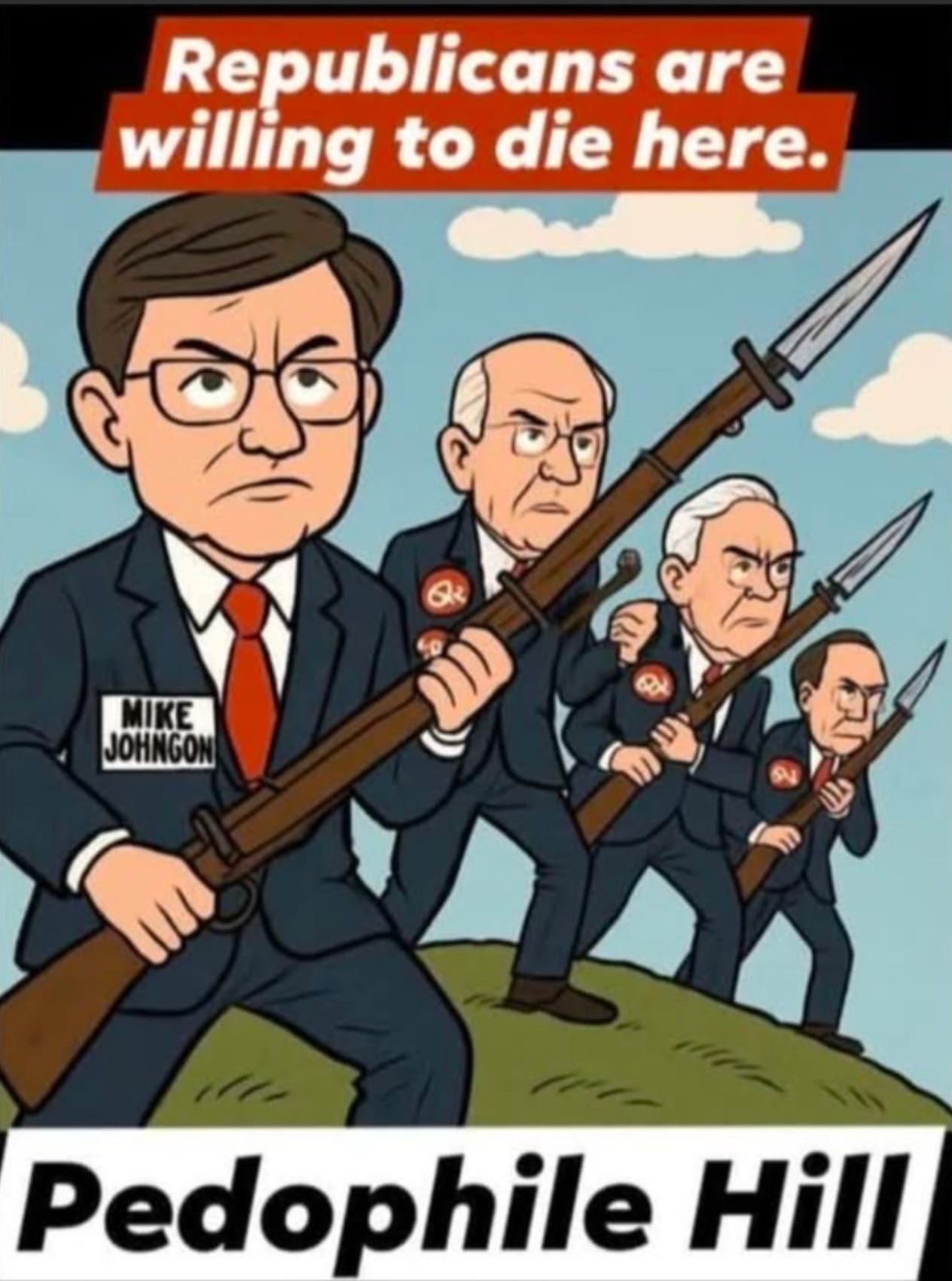 Internet meme shows elected Republicans willing to die on "Pedophile Hill"