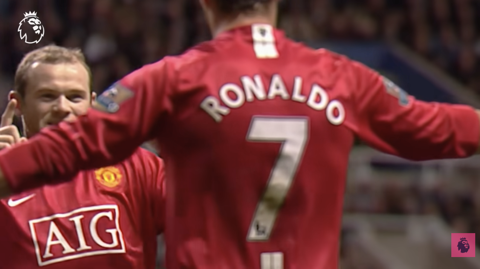 Screenshot of Ronaldo playing for Manchester United in the number 7 jersey. His global CR7 brand is based on his initials and that jersey number.