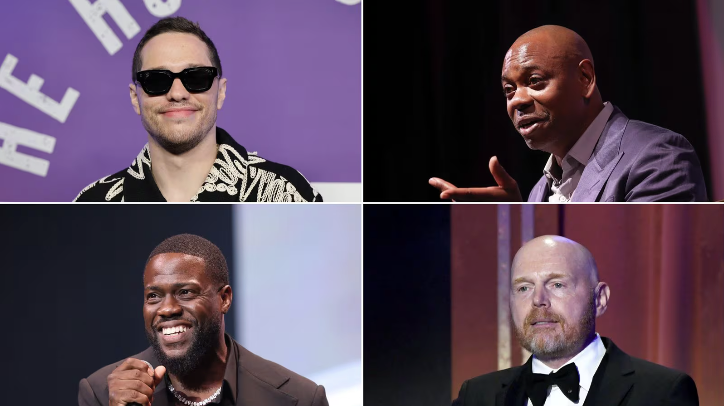 Clockwise from left: comedians Pete Davidson, Dave Chappelle, Bill Burr, Kevin Hart.&nbsp;