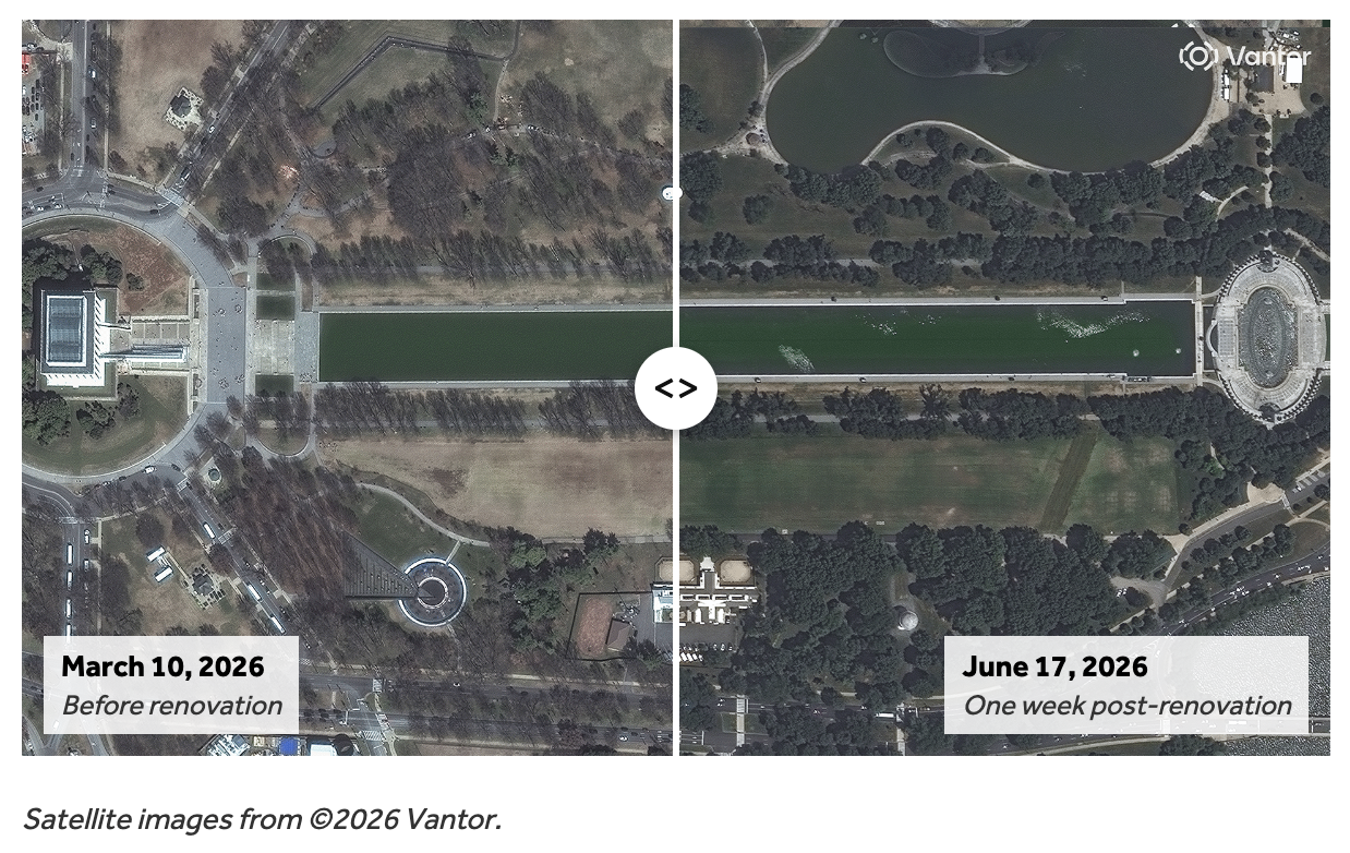 Satellite photos show pool is greener now than it was before