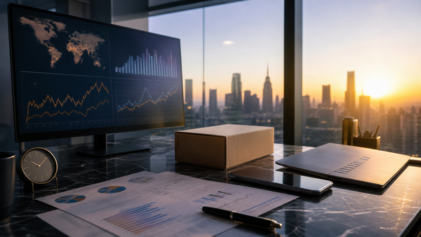 AI-generated editorial illustration of a premarket desk prepared for economic data and technology earnings