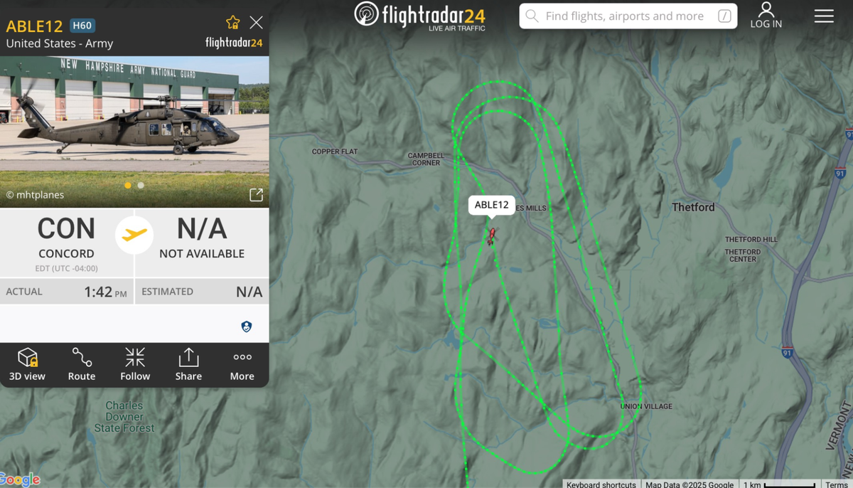 Why is a Black Hawk helicopter circling Thetford?
