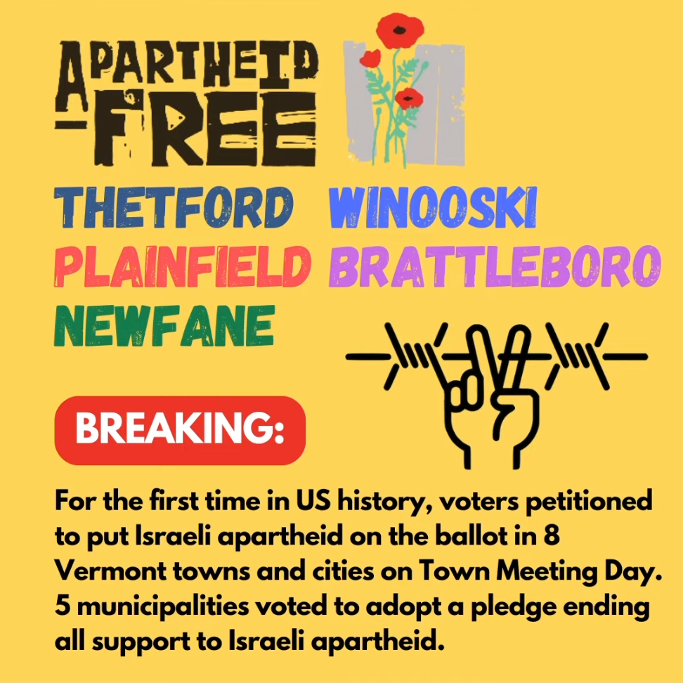 Apartheid-Free Community: Thetford Selectboard mulls purchasing policy and human rights
