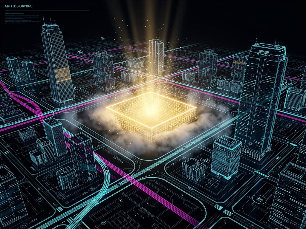 A glowing blueprint showing a market gap opportunity