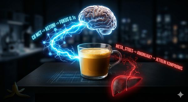 Biokemijski utjecaj Bulletproof kave na mozak i jetru - dijagram.