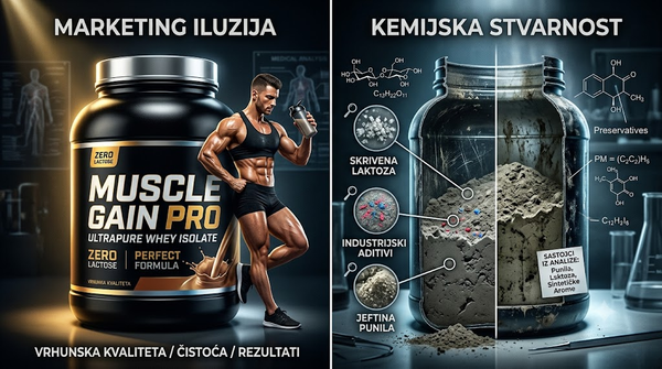 📘 VODIČ KROZ SUPLEMENTACIJU: Biokemijska forenzika whey proteina – Kupujete li čisti građevni materijal ili skupi metabolički teret?