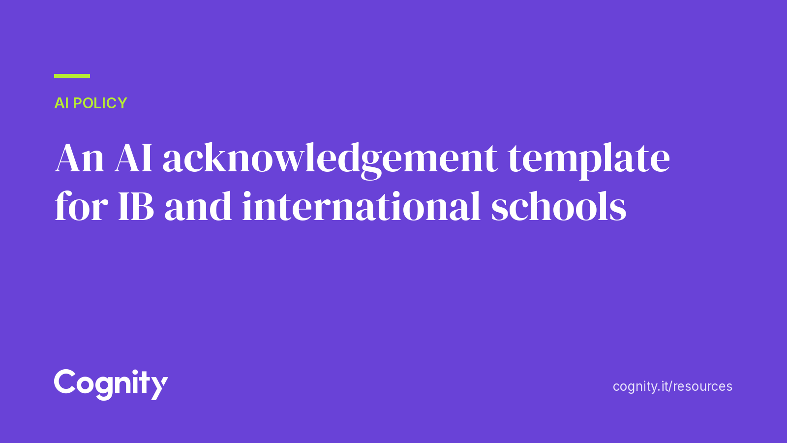 An AI acknowledgement template for IB and international schools