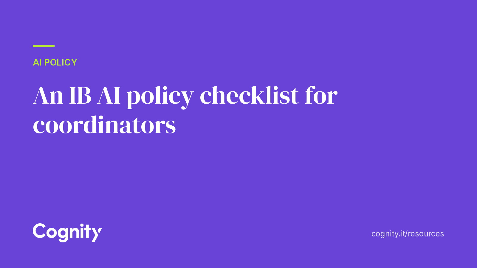 An IB AI policy checklist for coordinators