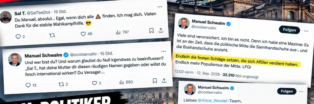 CDU-Mitglied Manuel Schwalm fordert „Boxhandschuhe“ gegen AfD – und beschimpft jetzt einen X-Nutzer als „Versager“