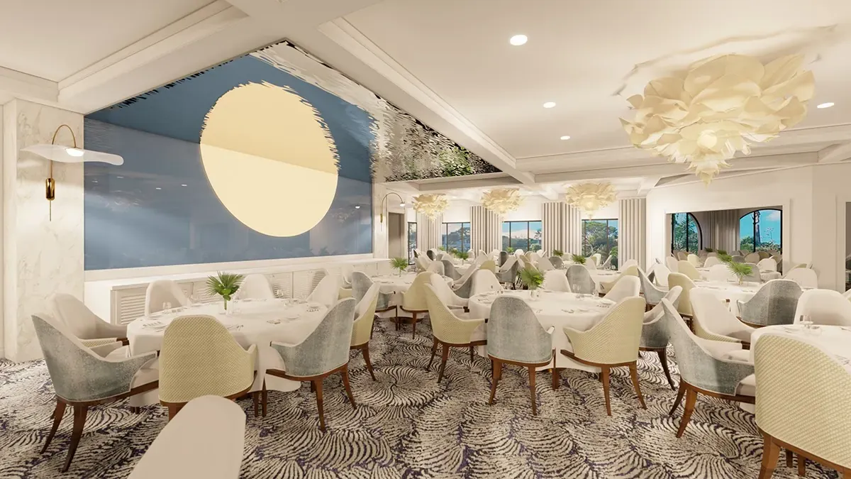 Rendering of redesigned Grille Room at Audubon Country Club clubhouse in Naples, Florida