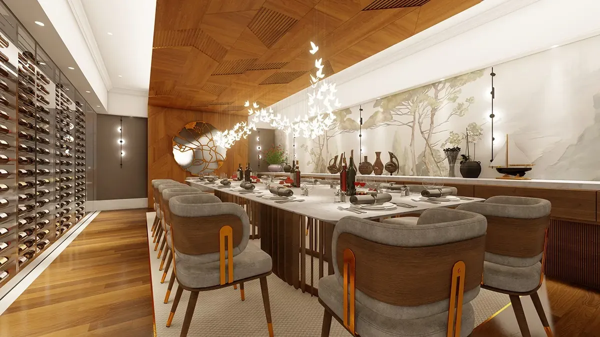 Rendering of new wine room at Audubon Country Club clubhouse in Naples, Florida