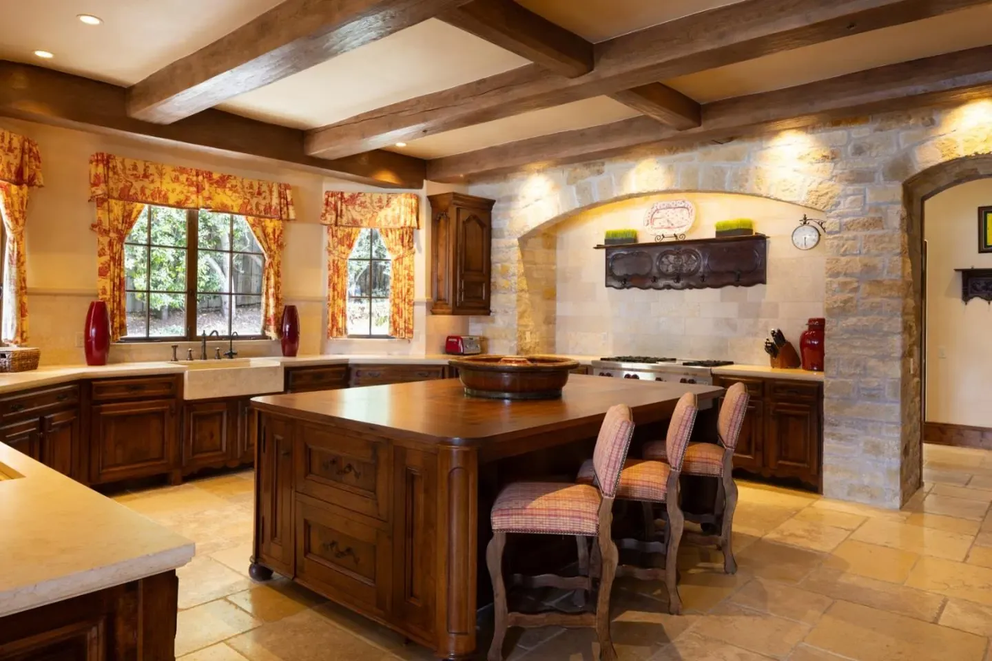 Chef's kitchen at Gem Cove, 1494 Cypress Drive, Pebble Beach, California
