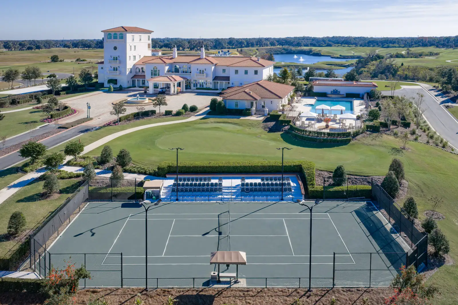 Aerial of The Club at Iron Lake clubhouse in Ocala, Florida