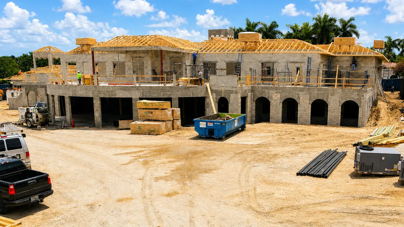 Construction progress on The Club at Mediterra Sports and Lifestyle Center in Naples, Florida