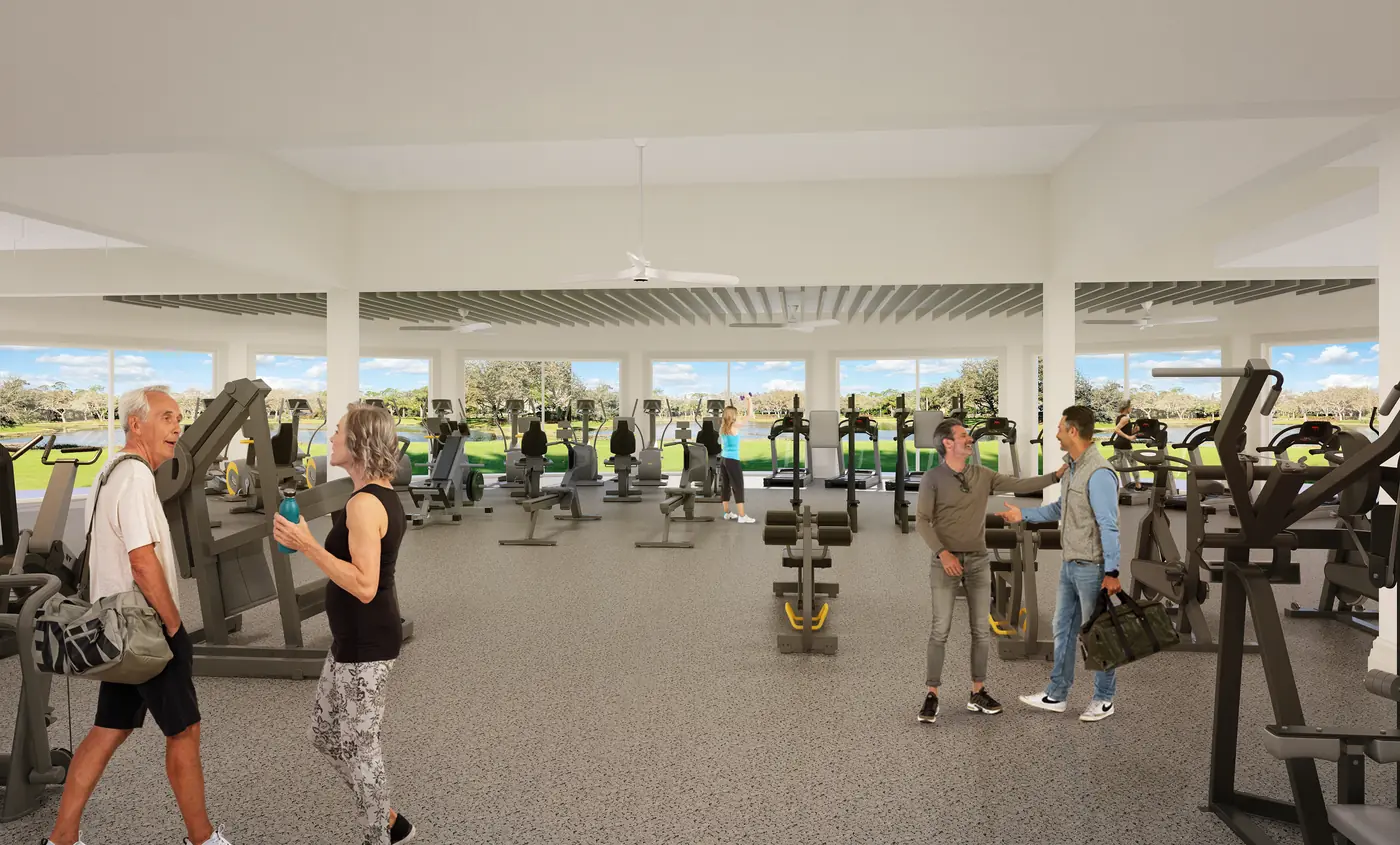 Fitness room rendering for Mediterra Sports and Lifestyle Center Phase 1 in Naples, Florida