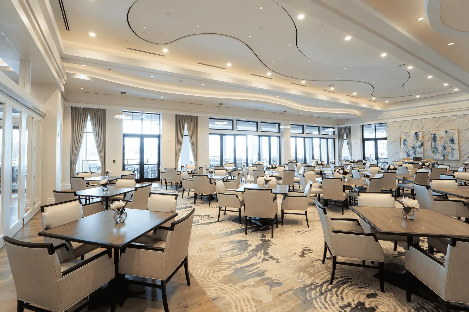 Main dining at The Club at Olde Cypress renovated clubhouse in Naples, Florida