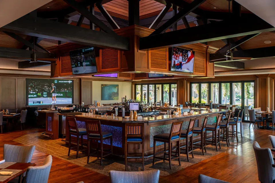 Interior of the 55th Hole restaurant at Bonita Bay Club in Southwest Florida