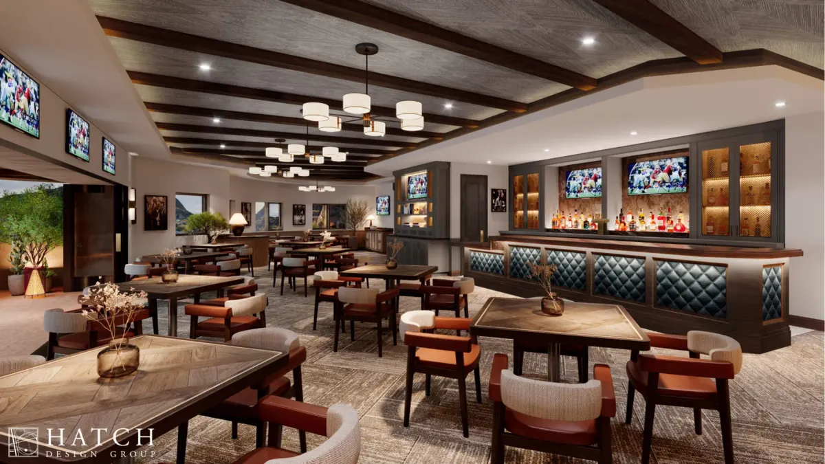 Men's grill and lounge rendering at Desert Highlands clubhouse in Scottsdale, Arizona