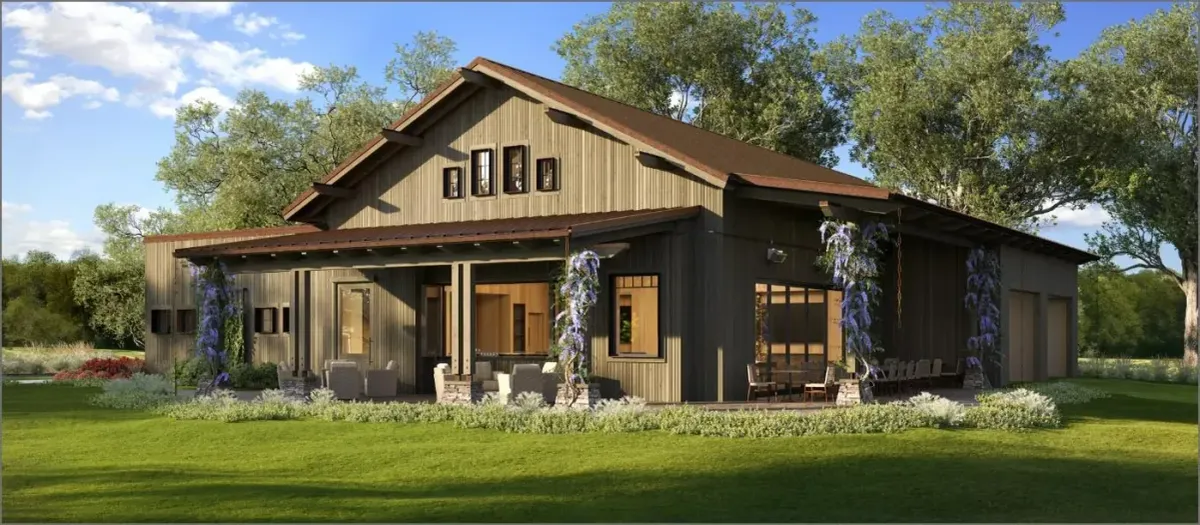 Official rendering of the SWABACK-designed Fieldhouse amenity building at Firefly in Spring Hill, Tennessee