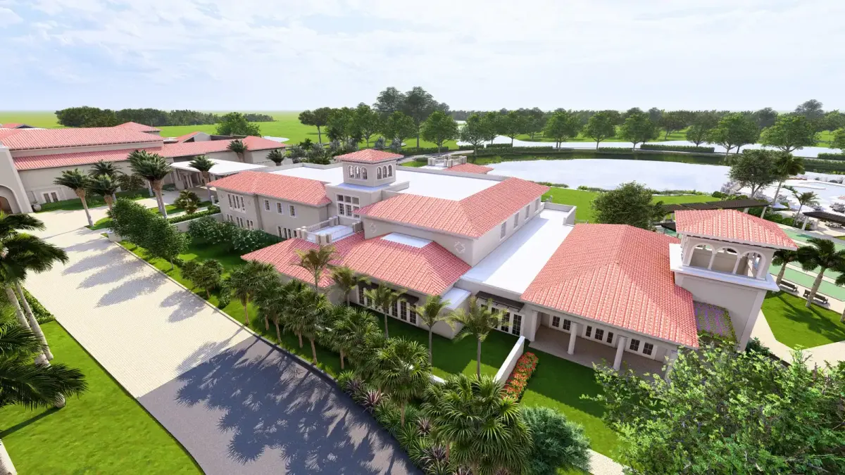 Aerial rendering of The Club at Mediterra Sports and Lifestyle Center in Naples, Florida