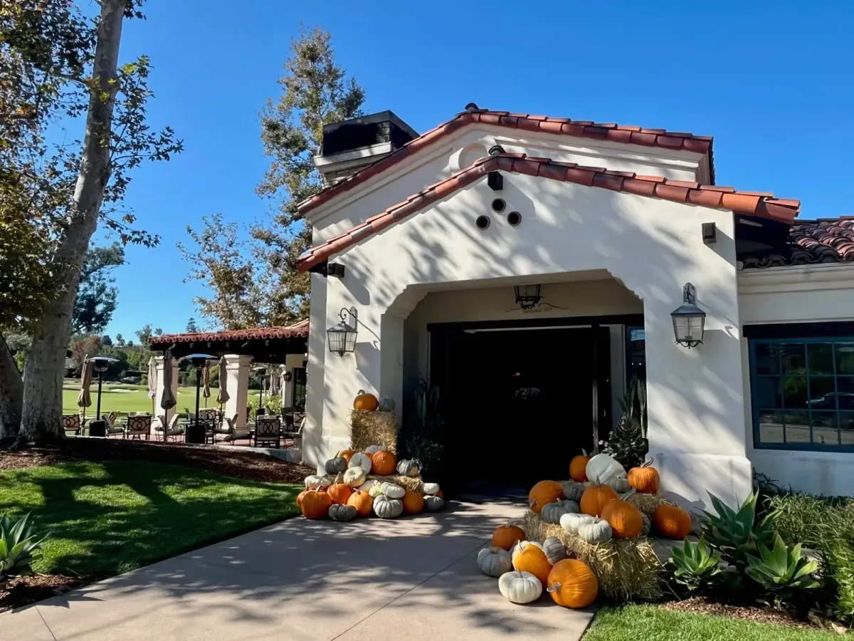 Entrance to the Ranch Clubhouse at Rancho Santa Fe Golf Club in Rancho Santa Fe, California