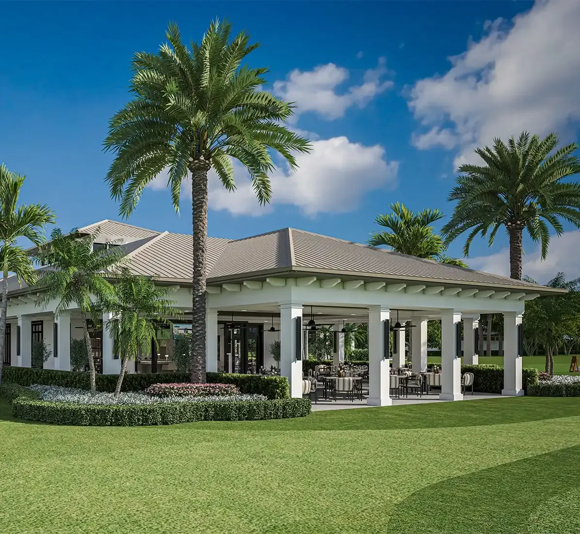 Peacock + Lewis rendering of the Triple Stick Golf Club clubhouse at PGA National Resort in Palm Beach Gardens, Florida
