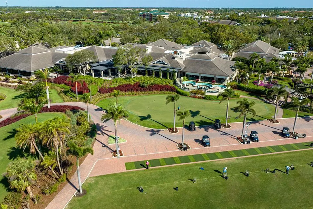 Existing Bonita Bay Club main campus clubhouse and practice area in Southwest Florida