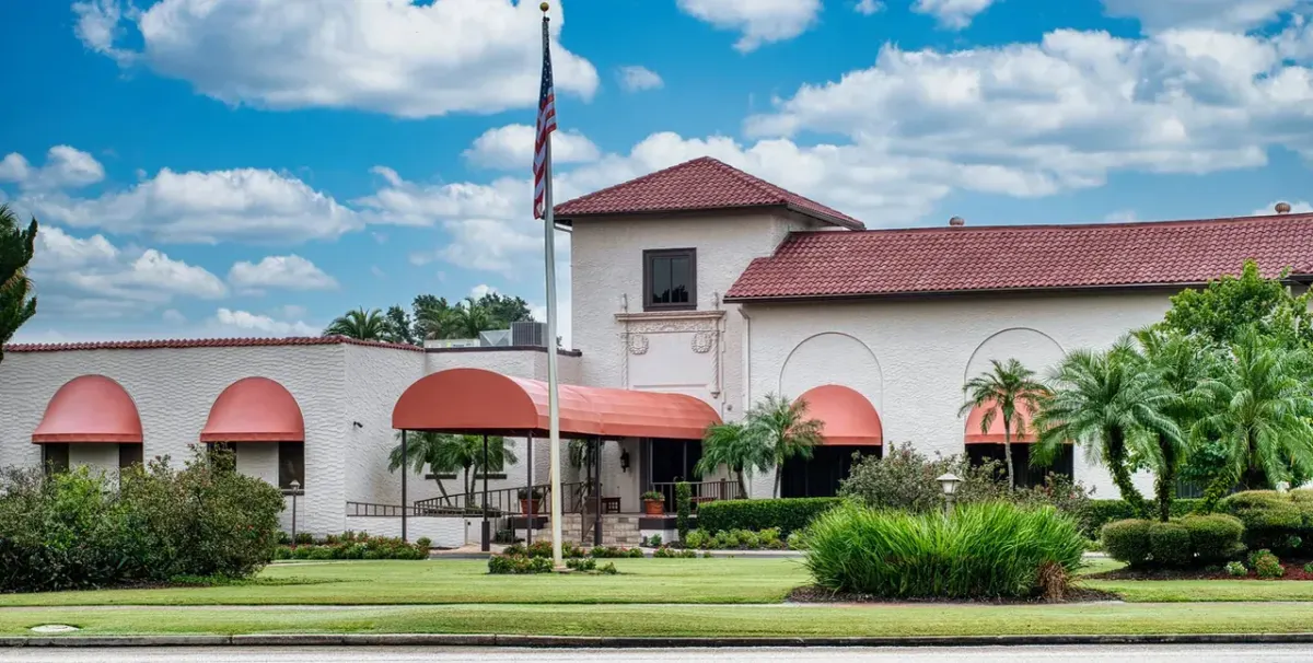 Spanish Renaissance clubhouse exterior at Sara Bay Country Club near Sarasota, Florida