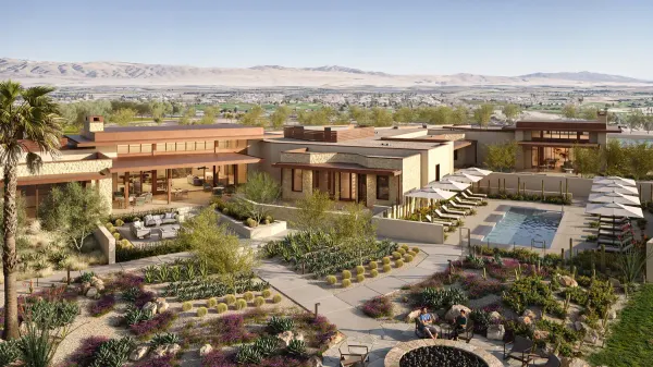 Clubhouse rendering at Coral Mountain Desert Club in La Quinta, California