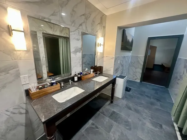 Updated men's locker room vanity at Moselem Springs Golf Club in Berks County, Pennsylvania