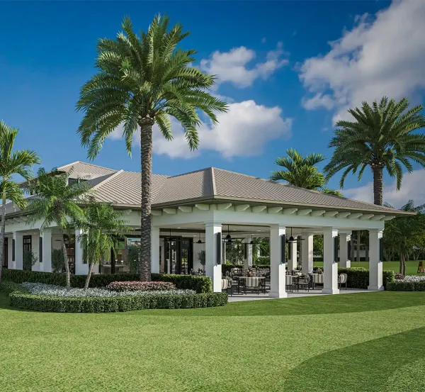 Peacock + Lewis rendering of the Triple Stick Golf Club clubhouse at PGA National Resort in Palm Beach Gardens, Florida
